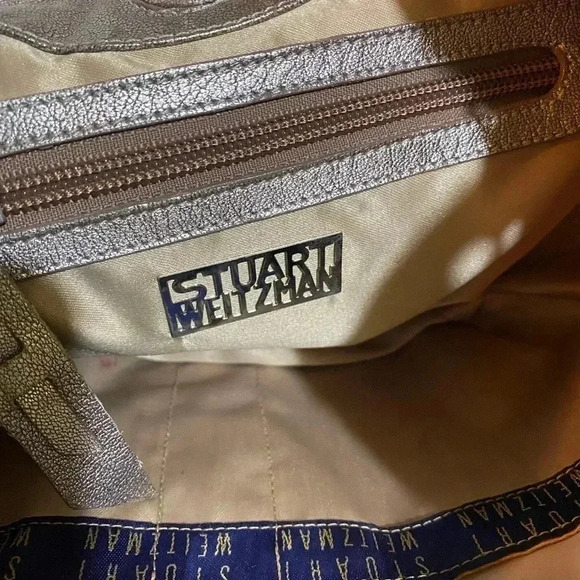 Stuart weitzman silver quilted metallic leather shoulder handbag - Picture 12 of 14